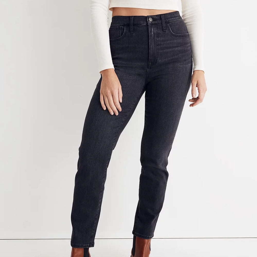 NWT Madewell Petite High-Rise Slim Straight Jeans Richgrove Wash 29P